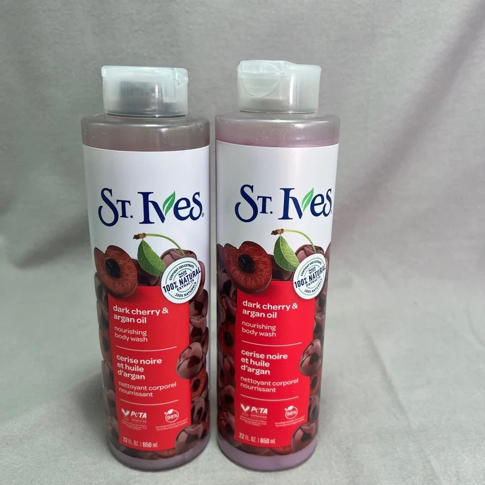 St. Ives Body Wash Dark Cherry Argan Oil Nourishing Skincare‎ 22oz Set of 2